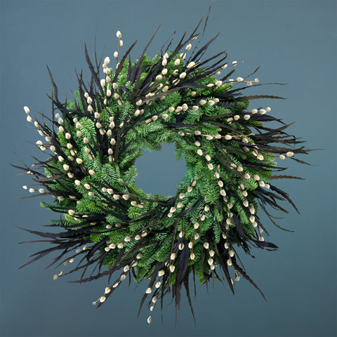 Black Grevillia and Pussiwillow Wreath