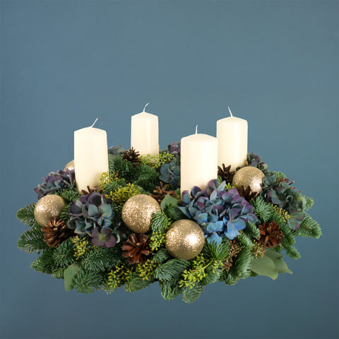 Blue Hydrangea Advent Wreath