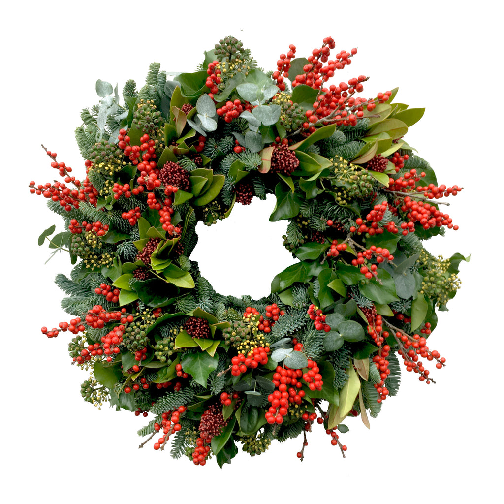 Red Ilex and Skimmia wreath