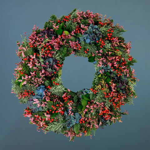 Rosehip and Limonium Wreath