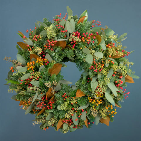 Rosehips and Magnolia Wreath