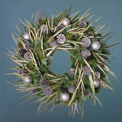 Silver Bauble and Grevillia Wreath