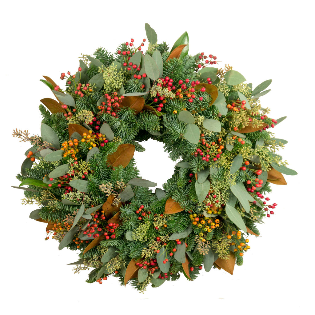Rosehips and Magnolia Wreath