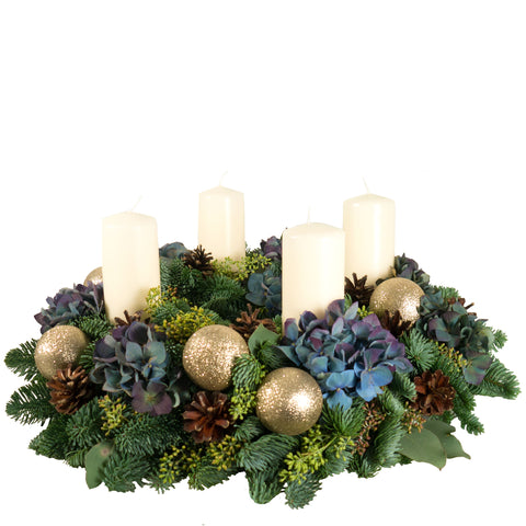 Blue Hydrangea Advent Wreath