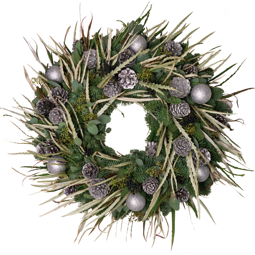 Silver Bauble and Grevillia Wreath